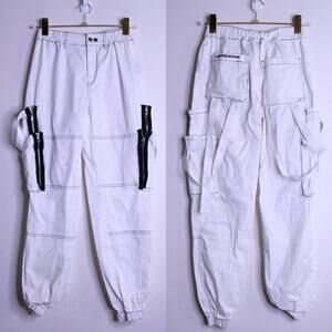 Maniere De Voir White and Black Cargo Joggers - 4